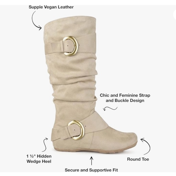 Journee Jester Mid Calf Riding Boots with Hidden Wedge Heel - Picture 4 of 9